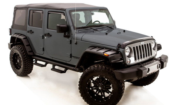 Lund RX606S-B Elite Series Black Rivet Style Smooth Finish 4-Piece Fender Flare Set with Black Bolts for 2007-2018 Jeep Wrangler JK, Black-RX606S-B