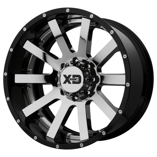 XD XD200 HEIST 20X12 CHROME CENTER GLOSS BLACK MILLED LIP 8X180 - XD200-20128844NCB