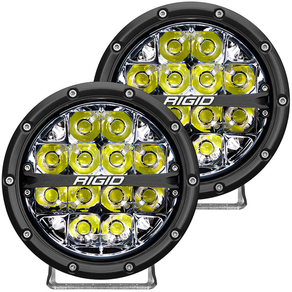 RIGID 360-Series 6 Inch Round LED Off-Road Light, Spot Beam Pattern for High Speeds, White Backlight, Pair-36200