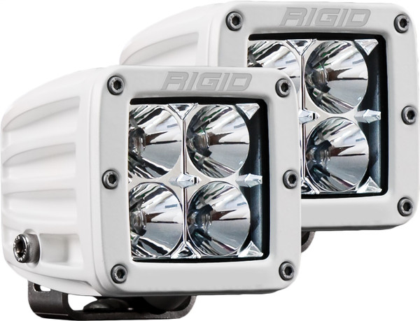 RIGID D-Series PRO LED Light, Flood Optic, Surface Mount, White Housing, Pair-602113