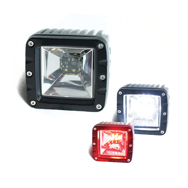RS12KR - 3x3in 2-Function LED Cube Style Rear Light (White/Red)-RS12KR