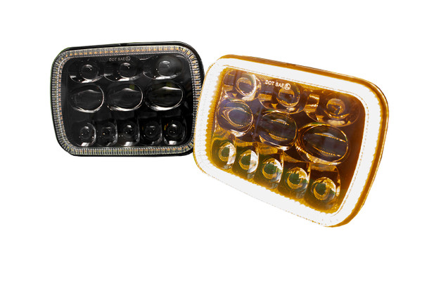 RS57WAB - 5x7in BLACKED OUT Sealed Beam Conversion Lenses w/ White/Amber Halo (Pair)-RS57WAB RS57WAB - 5x7in BLACKED OUT Sealed Beam Conversion Lenses w/ White/Amber Halo (Pair)-RS57WAB