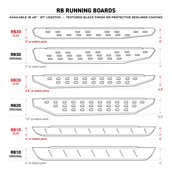 RB30 Slim Running boards - Complete Kit: RB30 Slim Running board + Brackets 69642987ST