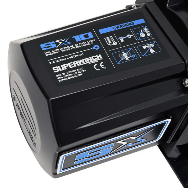 SX10SR Winch 10,000 lbs., 12 VDC, 3/8 in x 80 ft. syn rope, Black Powder Coat 1710204