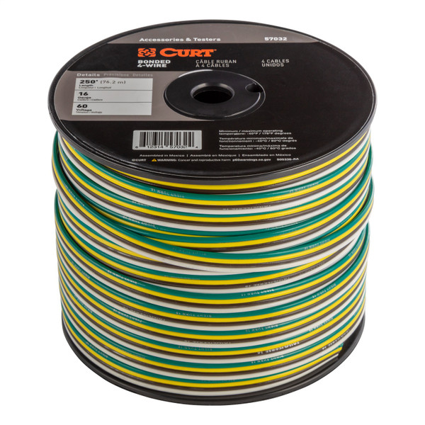 Automotive Primary Wire, 4-Bond White, Brown, Yellow, Green 250' Spool 57032