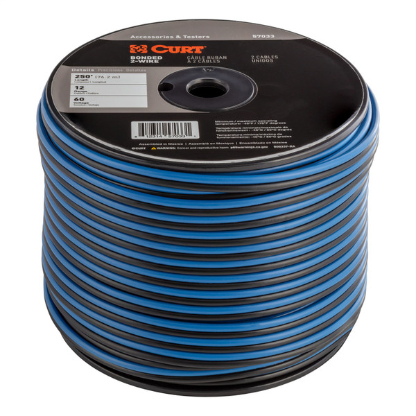 Automotive Primary Wire, 2-Bond Black, Blue 250' Spool 57033