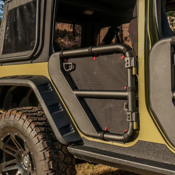 Fortis Tube Door Covers, Rear Set, Black; 07-18 Jeep Wrangler JKU-13579.57