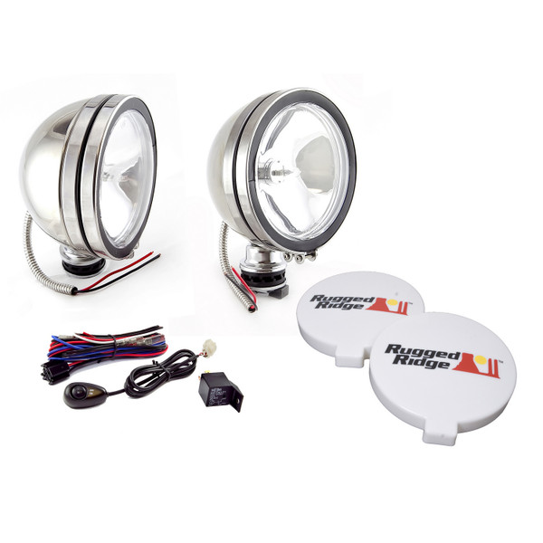 6 Inch Halogen Fog Light Kit, Stainless Steel Housings, Pair-15208.51
