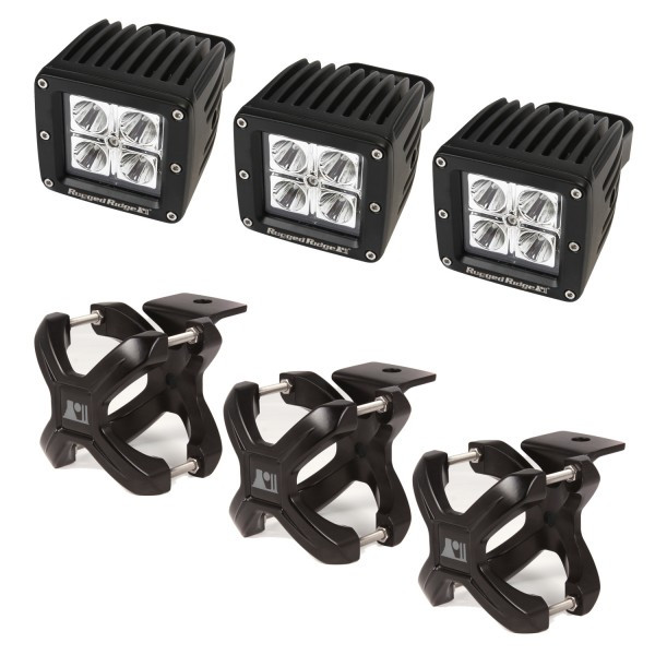X-Clamp and Square LED Light Kit, Large, Black, 3 Pieces-15210.03