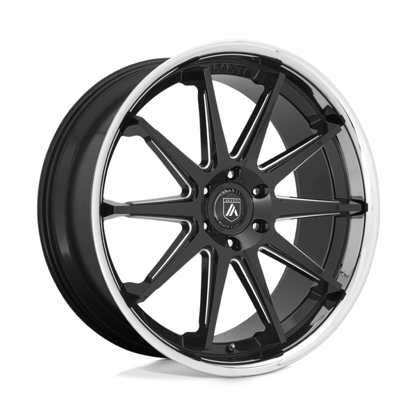 Asanti Black ABL-29 EMPEROR 24X10 GLOSS BLACK MILLED WITH CHROME LIP 6X135 - ABL29-24106330BK
