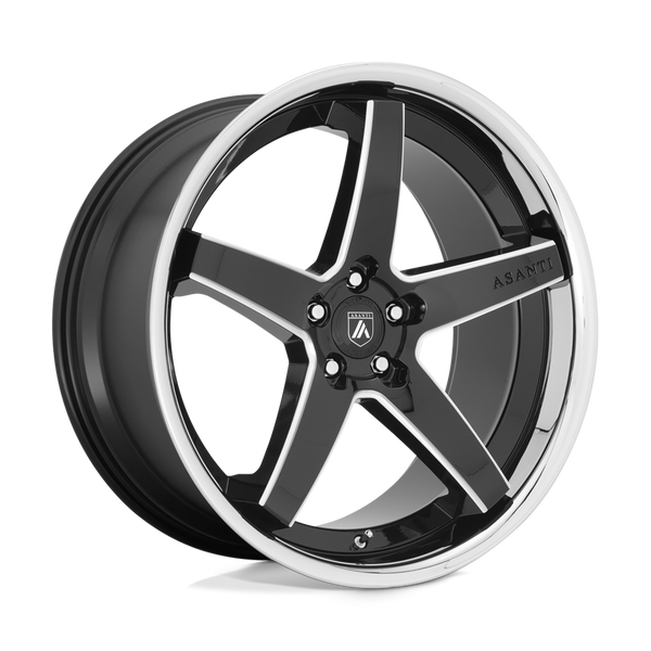 Asanti Black ABL31 REGAL 22X10.5 GLOSS BLACK MILLED WITH CHROME LIP 5X120 - ABL31-22055235BK