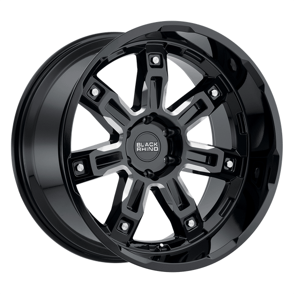 Black Rhino LOCKER 18X8 GLOSS BLACK W/ MILLED SPOKES 6X130 - 1880LKR526130B84