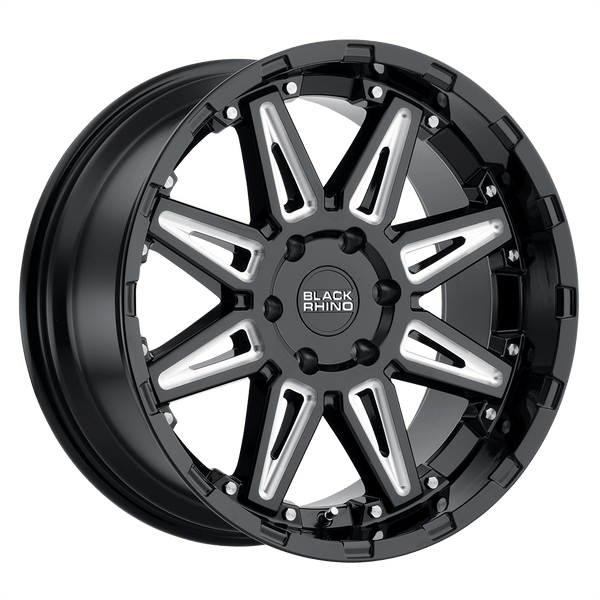 Black Rhino RUSH 18X9.5 GLOSS BLACK W/ MILLED SPOKES 5X150 - 1895RSH125150B10