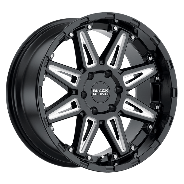 Black Rhino RUSH 18X9.5 GLOSS BLACK W/ MILLED SPOKES 6X5.5 - 1895RSH126140B12