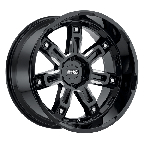 Black Rhino LOCKER 20X9.5 GLOSS BLACK W/ MILLED SPOKES 5X150 - 2095LKR125150B10