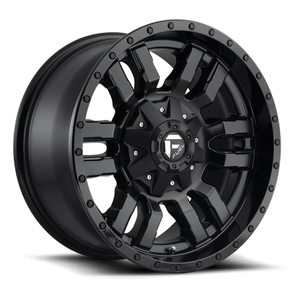 Fuel 1PC D596 SLEDGE 20X10 MATTE BLACK GLOSS BLACK LIP 8X170 - D59620001747