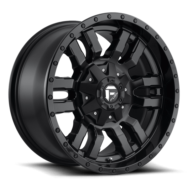 Fuel 1PC D596 SLEDGE 20X10 MATTE BLACK GLOSS BLACK LIP 8X6.5 - D59620008247