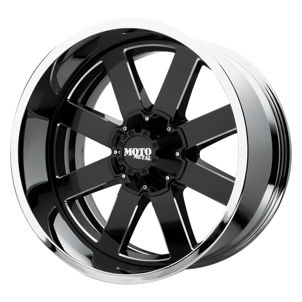 Moto Metal MO200 20X12 GLOSS BLACK MILLED CENTER CHROME LIP 6X135 - MO200-20126344NBC