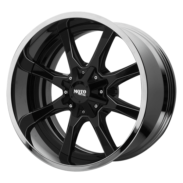 Moto Metal MO201 22X12 GLOSS BLACK MILLED CENTER CHROME LIP 6X135/5.5 - MO201-22126744NBC