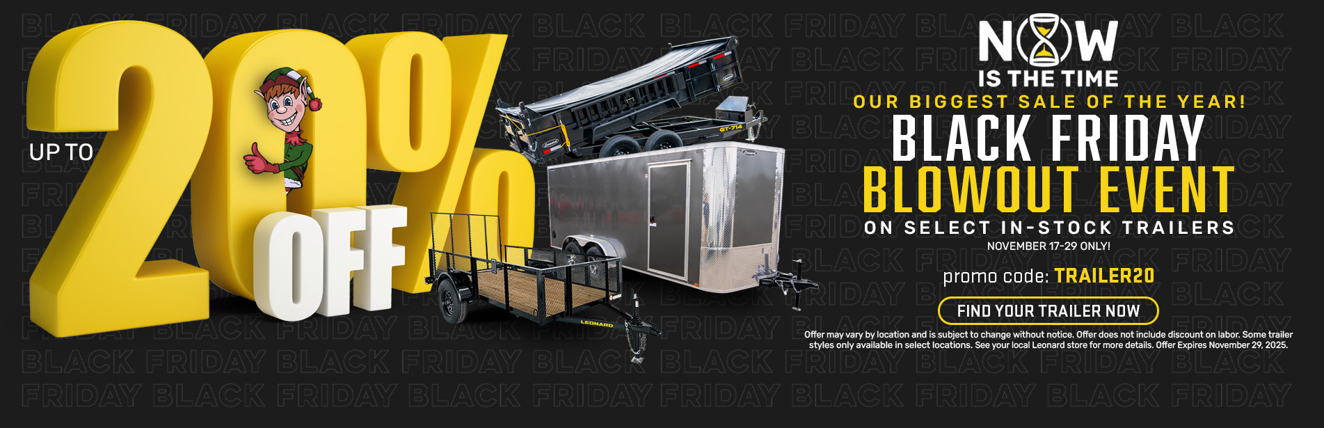 Black Friday Up to 20 Percent off all In Stock Trailers
