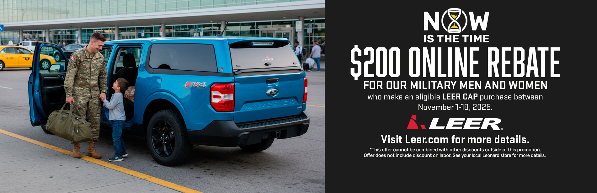 200 Off Leer Cap for Military Men and Women