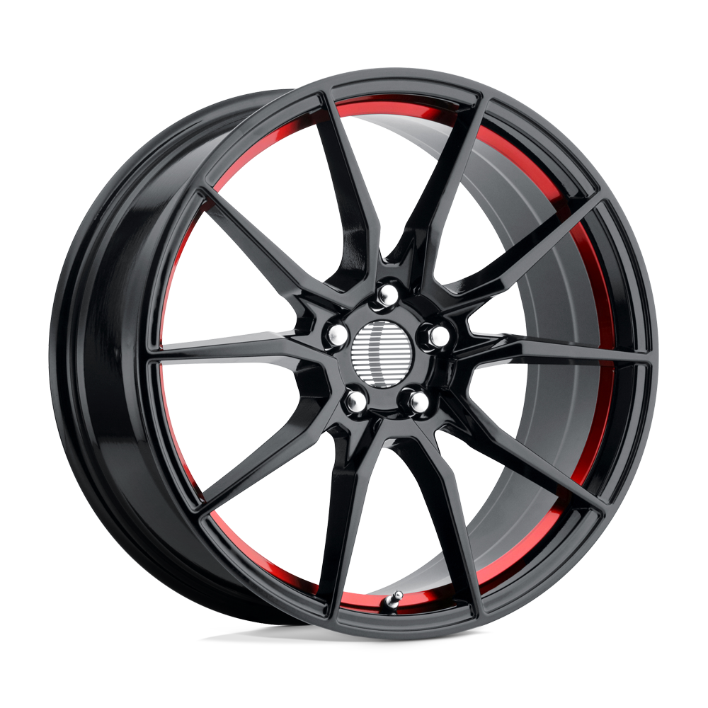 Performance Replicas PR193 20X9 GLOSS BLACK RED MACHINED 5X4.5 - 193RS-296530
