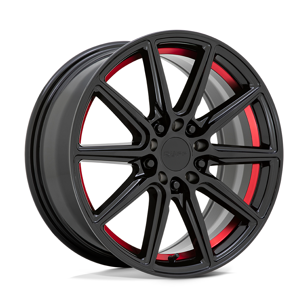 Ruff THROTTLE 18X8 GLOSS BLACK W/ MACHINED RED INNER LIP 5X4.25/4.5 - 1880RDT385D84R72