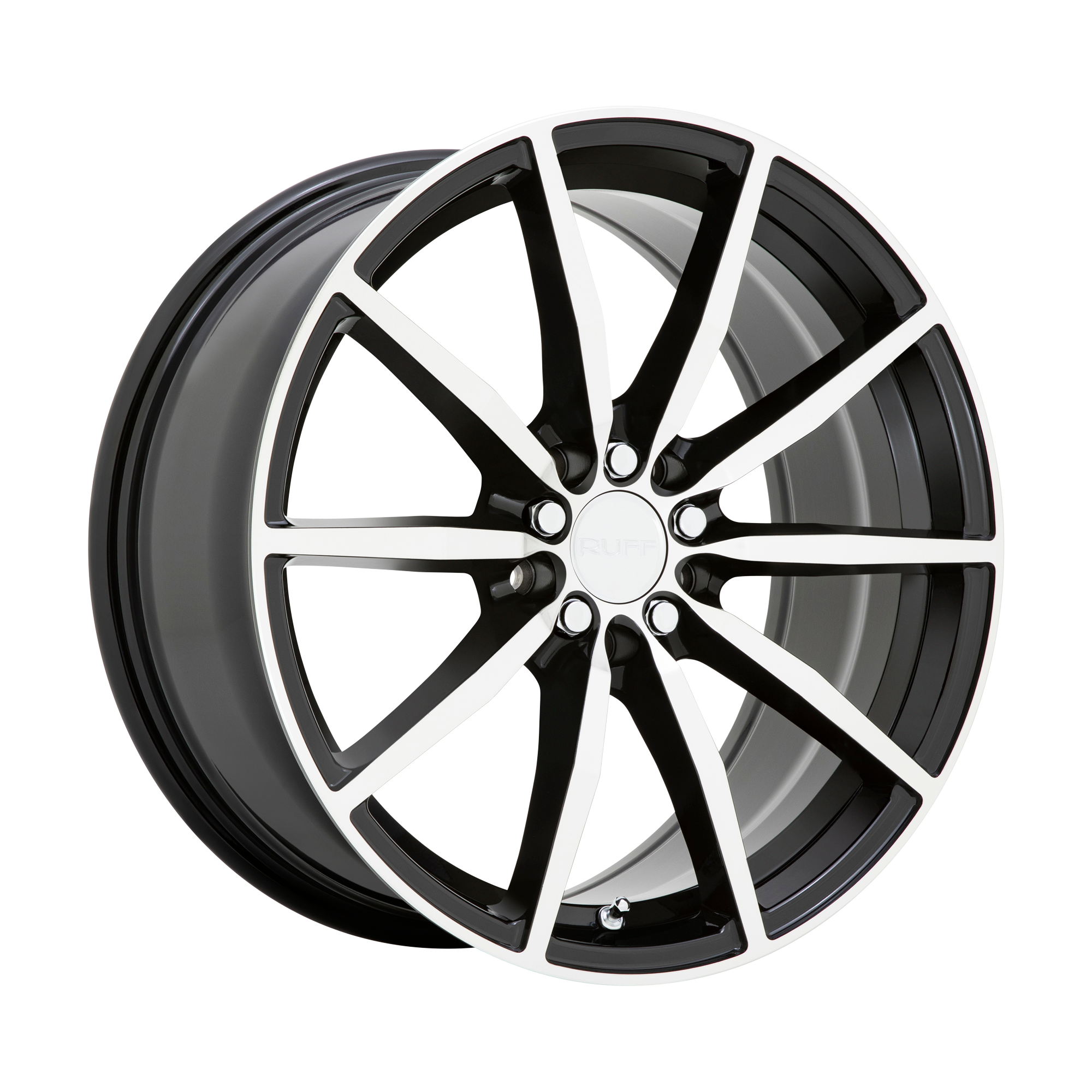 Ruff BURNOUT 18X8 GLOSS BLACK W/ MACHINED FACE 5X112/120 - 1880RFB385D20F76