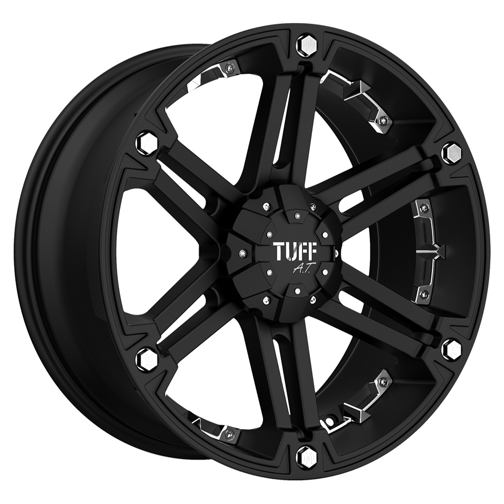 Tuff T01 16X8 FLAT BLACK W/ CHROME INSERTS 6X5.5 - 1680T01-36140M08C