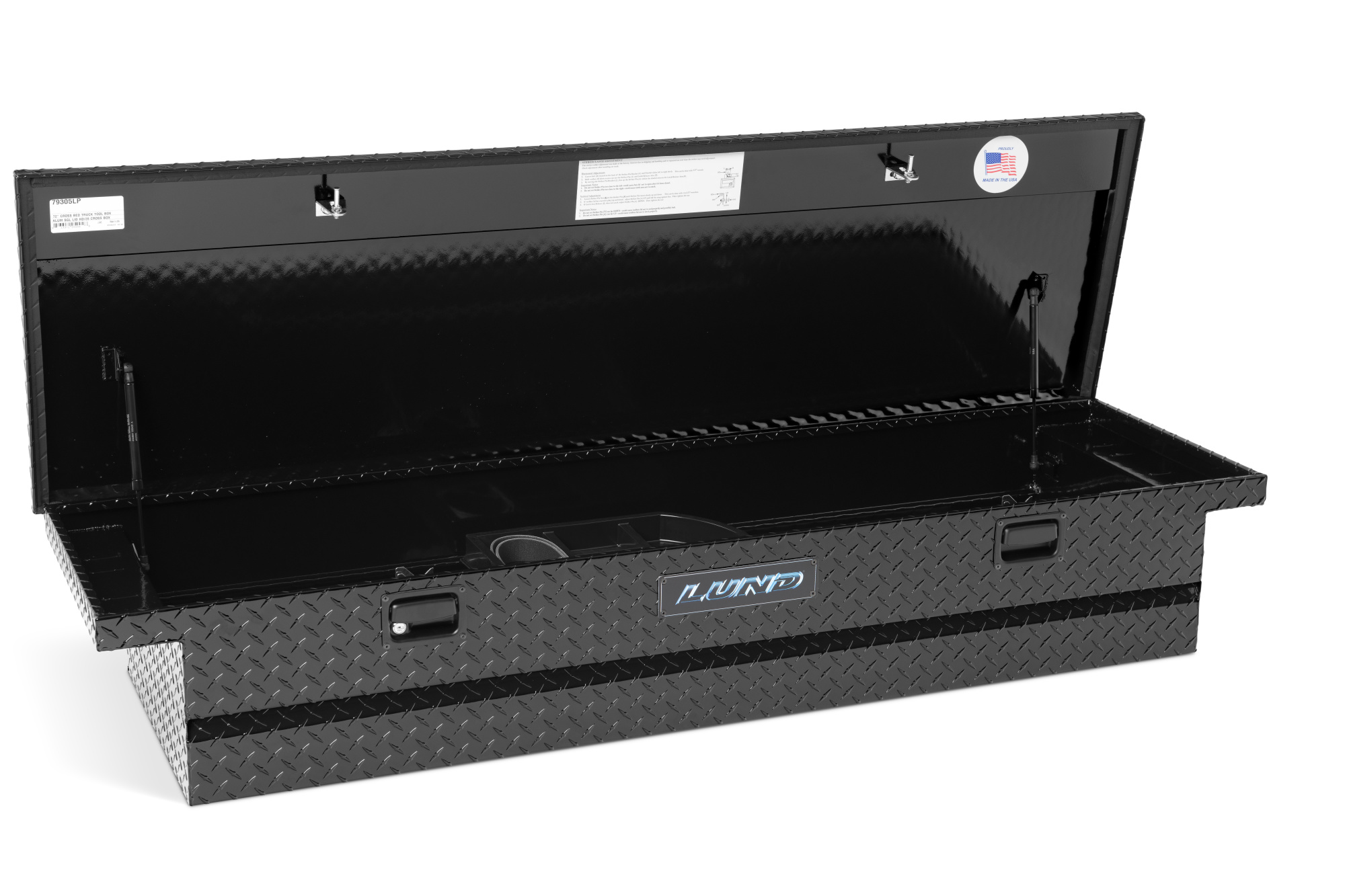 Lund 79305LP 72-Inch Cross Bed Truck Tool Box, Black Aluminum-79305LP