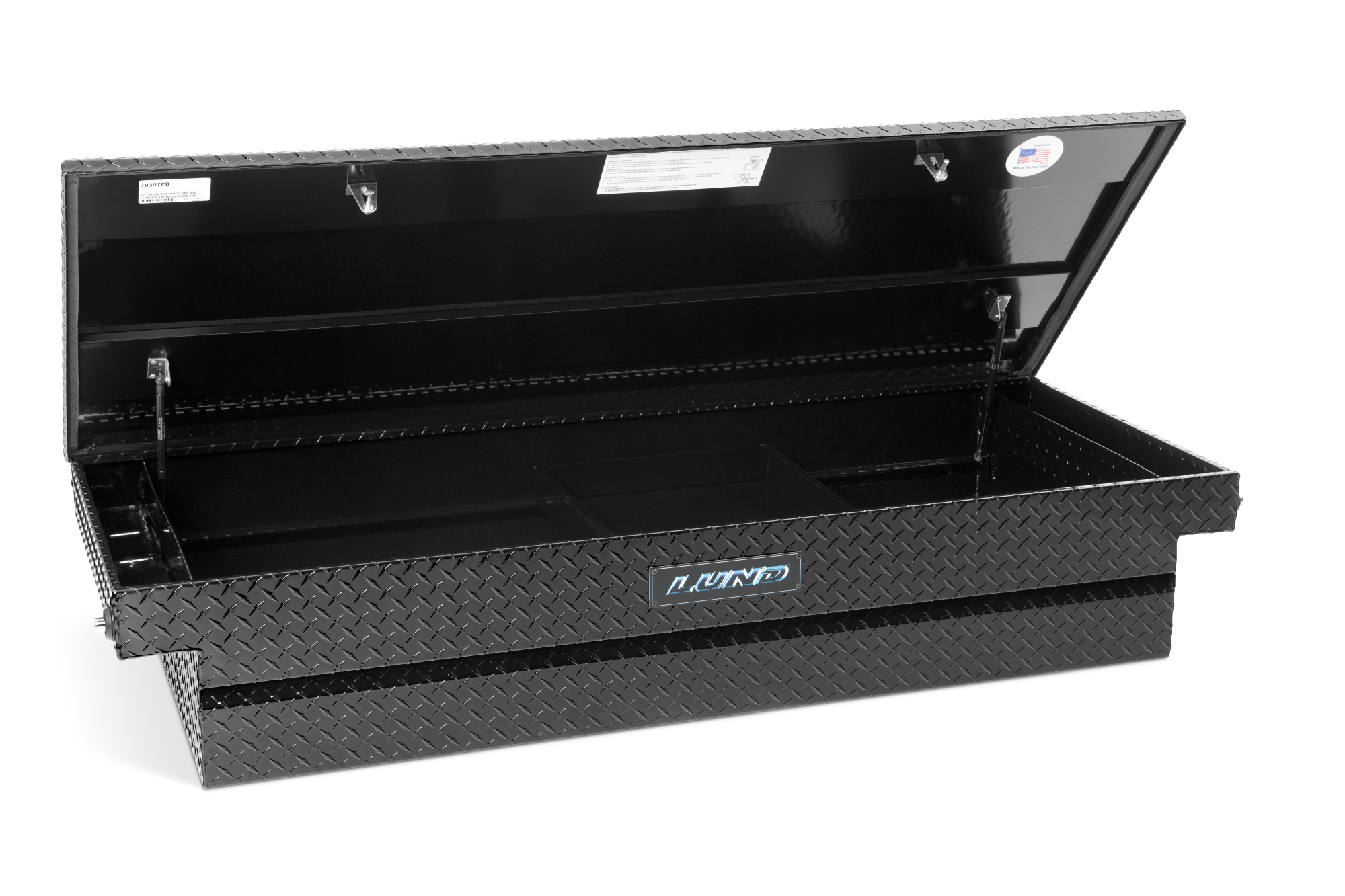 Lund 79307PB 72-Inch Cross Bed Truck Tool Box, Black Aluminum-79307PB
