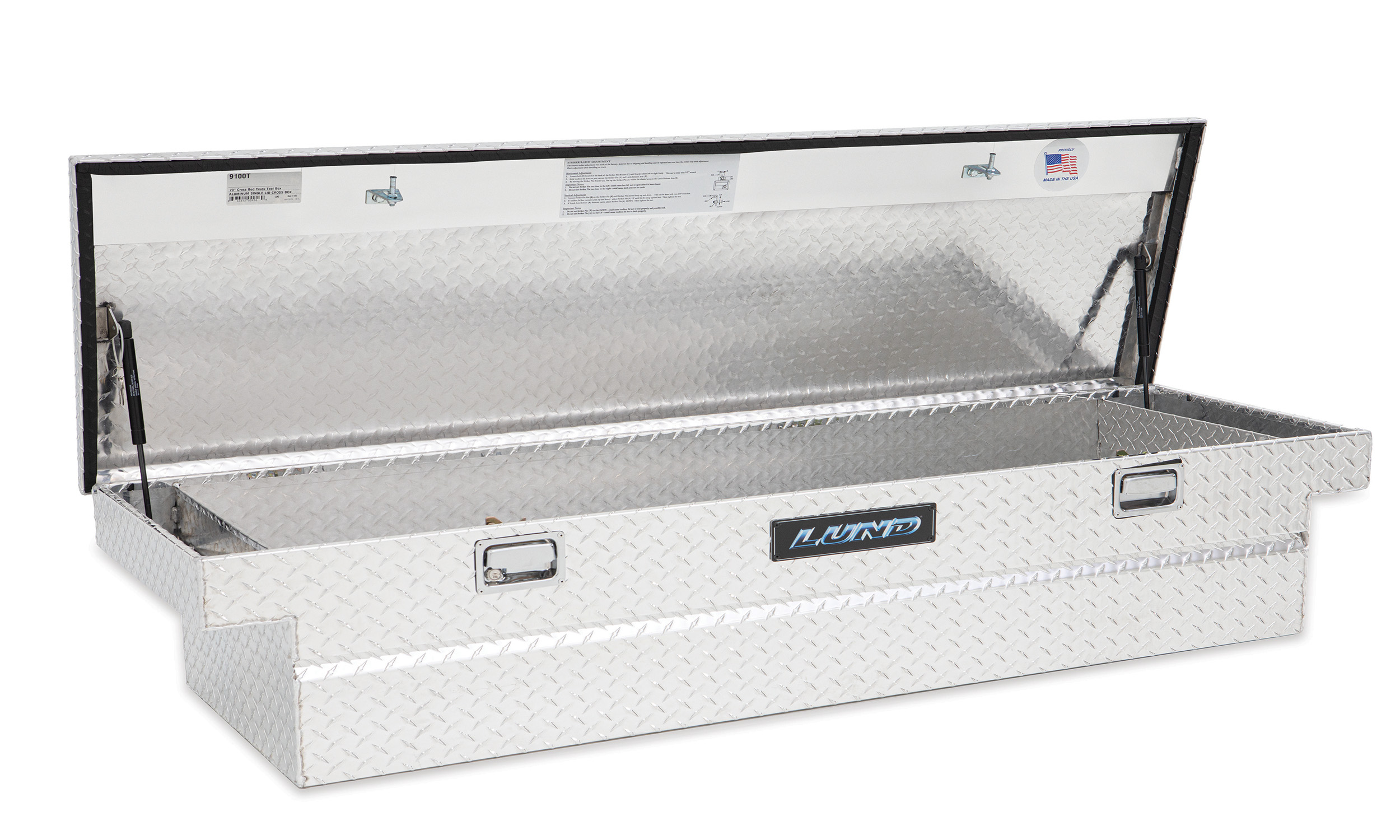 Lund 9100T 70-Inch Cross Bed Truck Tool Box, Brite Aluminum-9100T