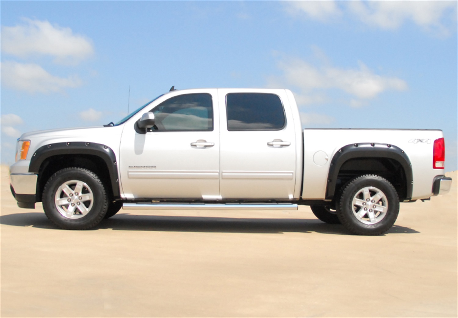 Lund RX109S Elite Series Black Rivet Style Smooth Finish 4-Piece Fender Flare Set for 2007-2013 Sierra 1500-RX109S