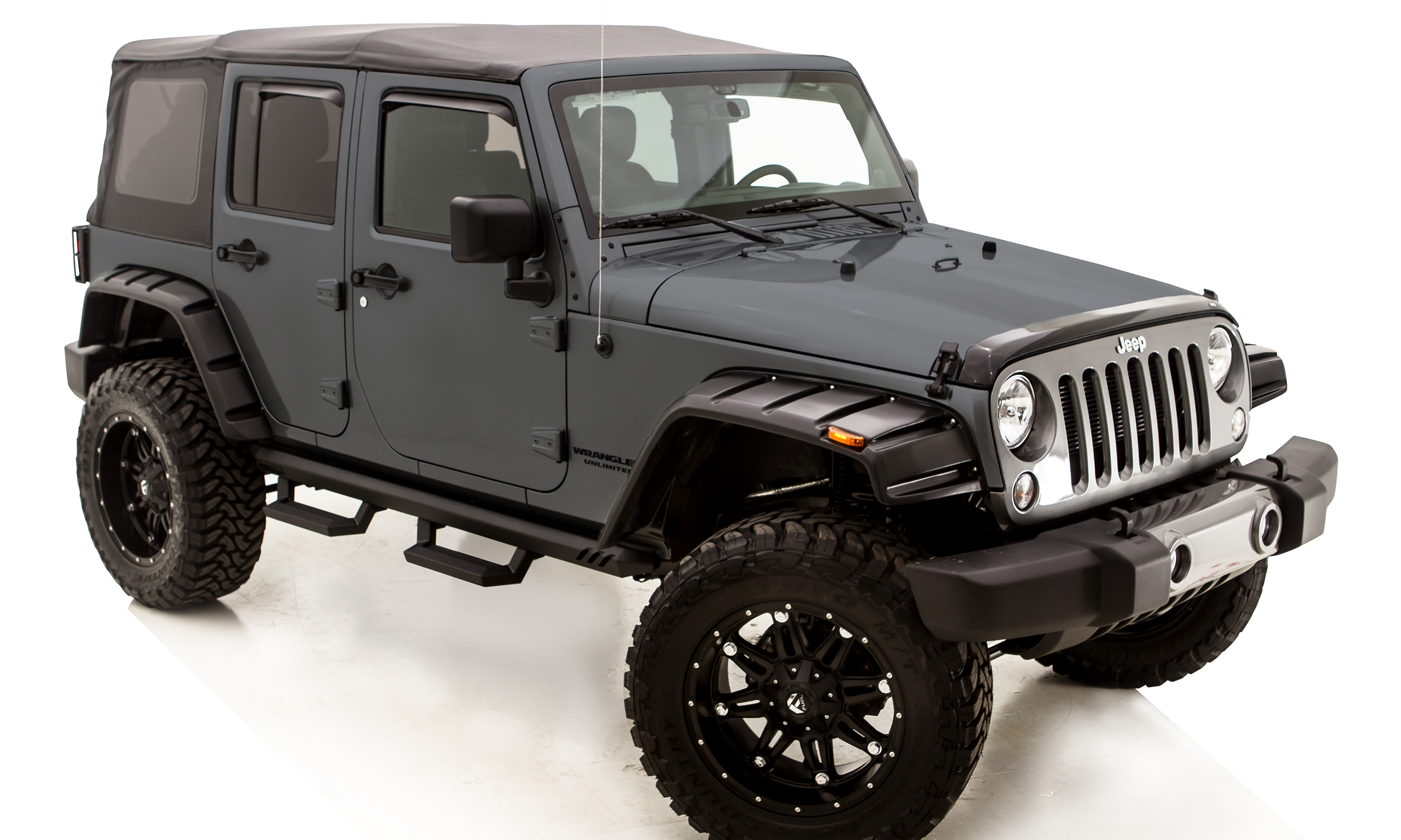 Lund RX606S Elite Series Black Rivet Style Smooth Finish 4-Piece Fender Flare Set with Stainless Bolts for 2007-2018 Jeep Wrangler JK-RX606S