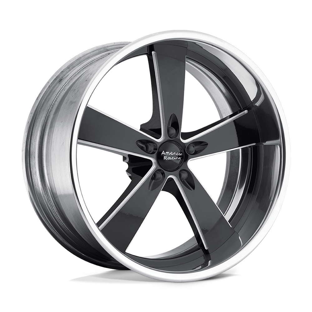 American Racing Vintage VN472 BURNOUT 22X9 TWO-PIECE BLACK MILLED CENTER POLISHED RIM 5X5.0 - VN4722297350