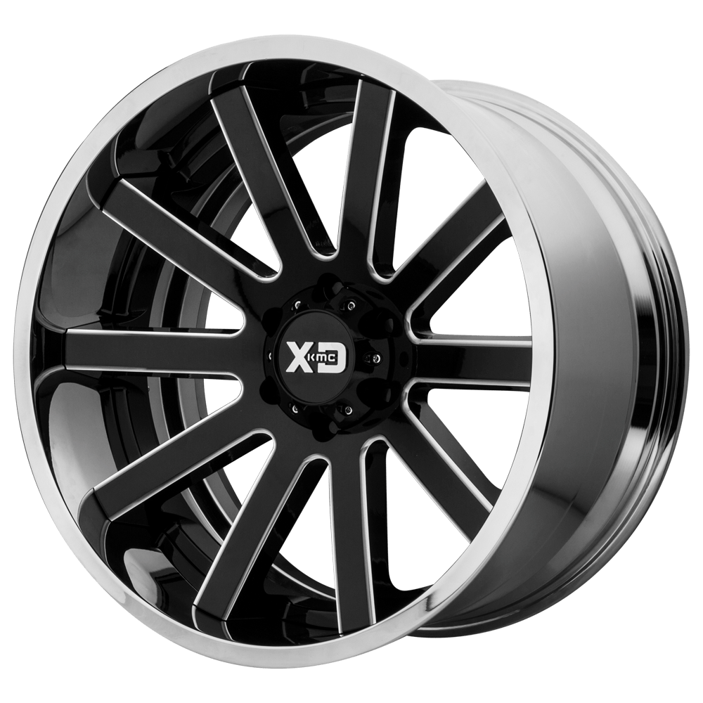 XD XD200 HEIST 22X12 GLOSS BLACK MILLED CENTER CHROME LIP 6X135 - XD200-22126344NBC