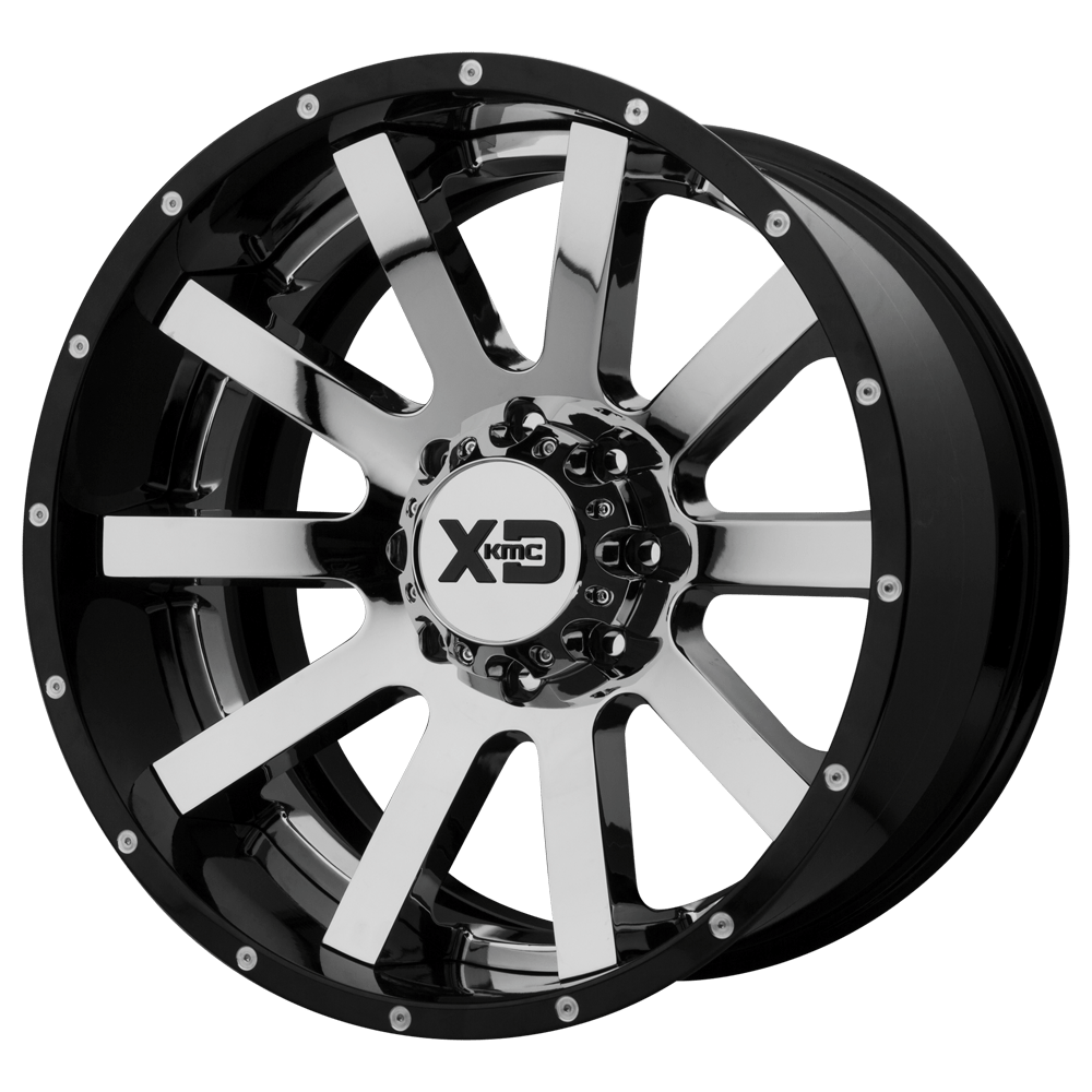 XD XD200 HEIST 22X12 CHROME CENTER GLOSS BLACK MILLED LIP 5X5.5 - XD200-22128544NCB