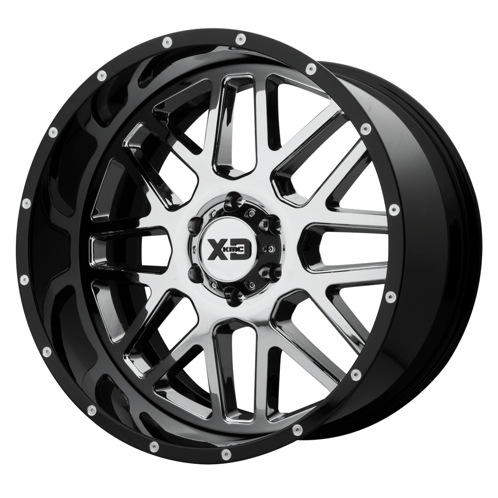 XD XD201 GRENADE 20X12 CHROME CENTER GLOSS BLACK MILLED LIP 8X170 - XD201-20128744NCB