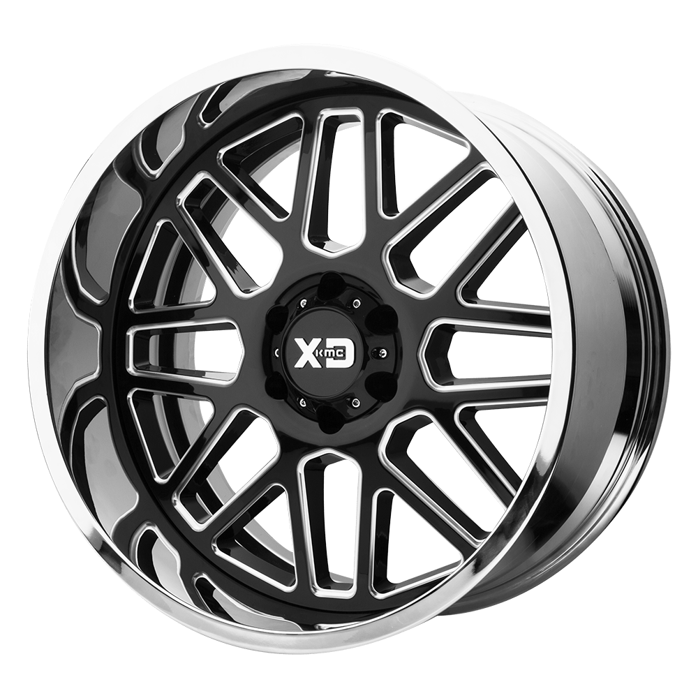XD XD201 GRENADE 22X10 GLOSS BLACK MILLED CENTER CHROME LIP 5X5.0 - XD201-22105018NBC