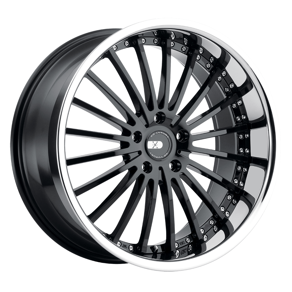 XO NEW YORK 22X10.5 GLOSS BLACK W/ STAINLESS STEEL LIP 5X120 - 2205NEW305120B72
