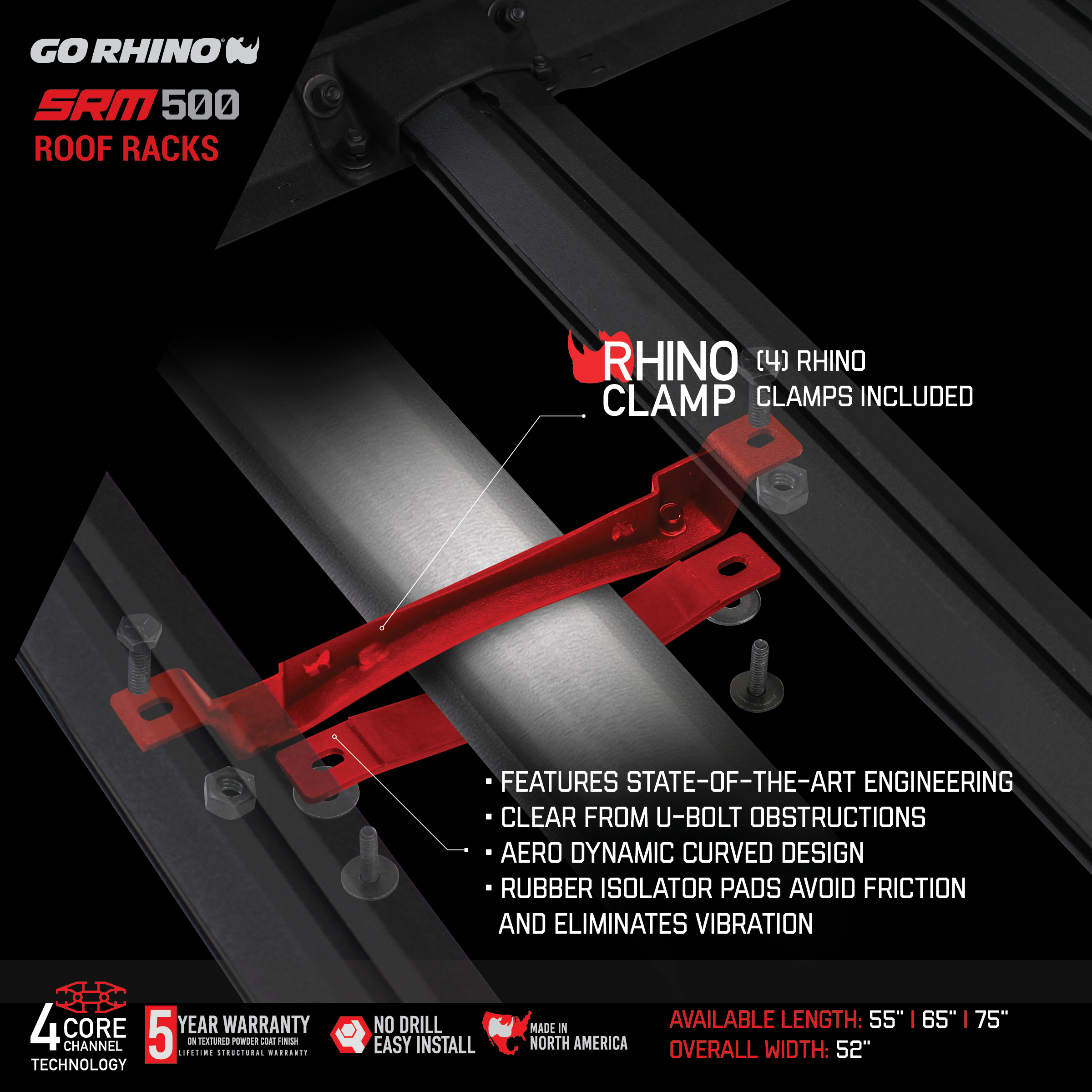 SRM500 - Quad Rail Kit for 75" Long Rack 5935073T