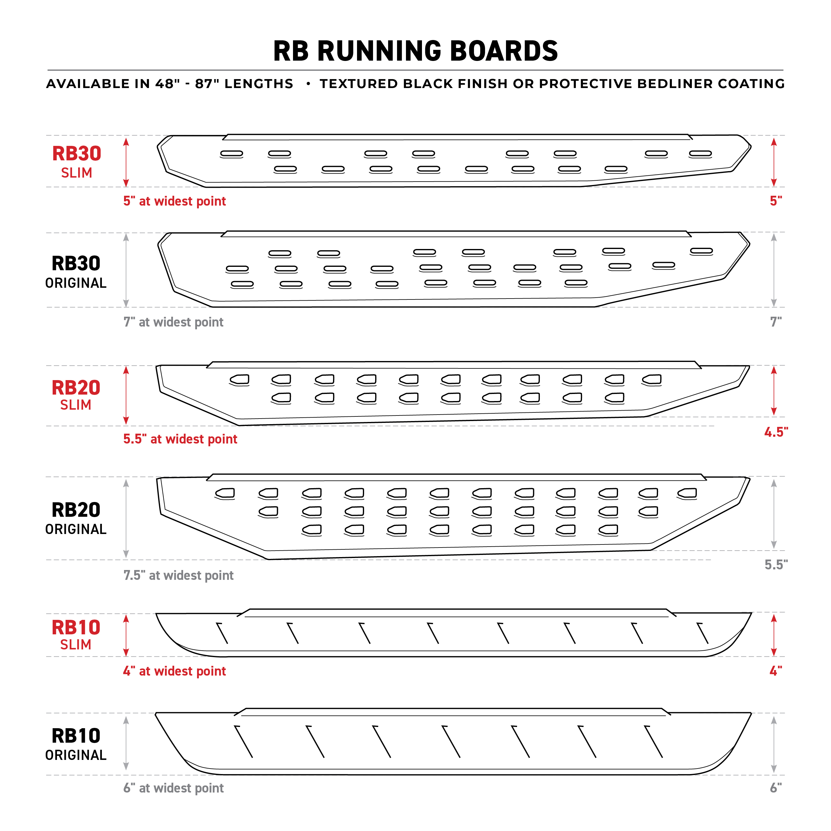 RB10 Running boards - Complete Kit: RB10 R-B + Brackets + 2 pair RB10 Drop Steps 6344397320PC