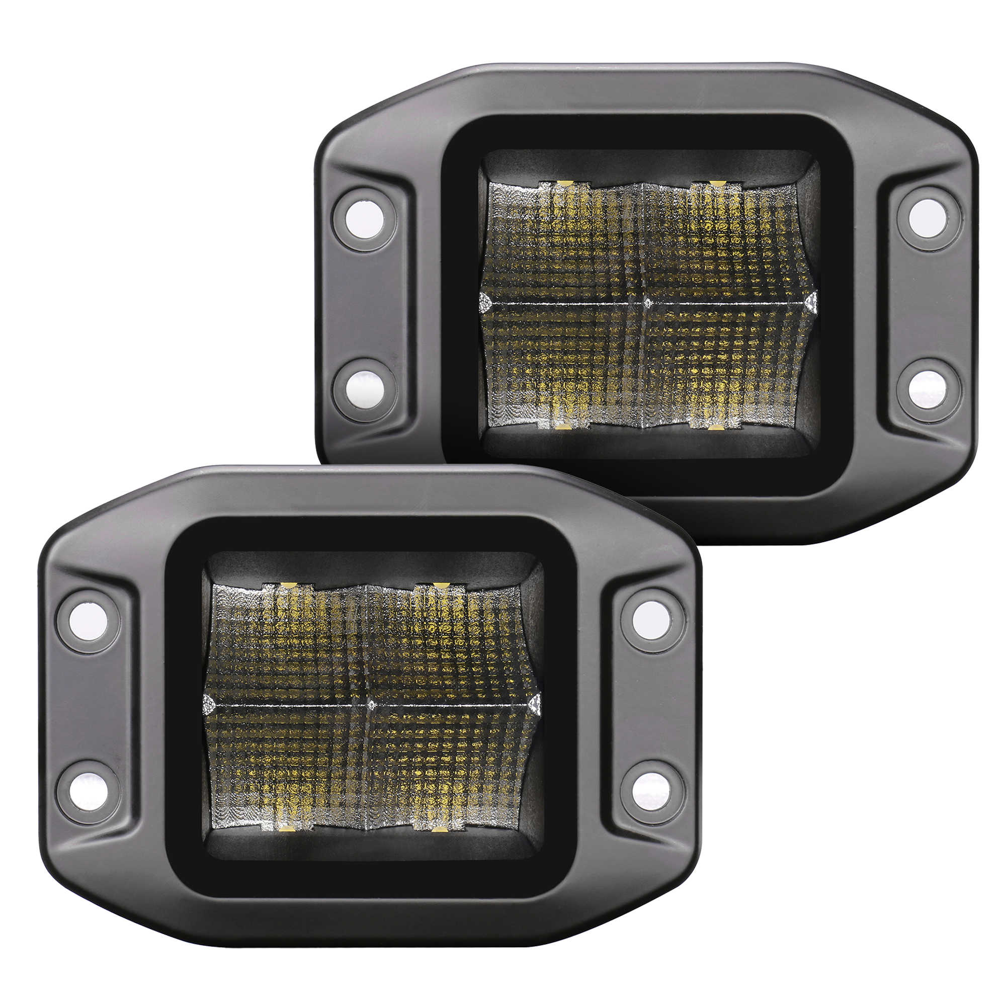 Blackout Series Lights- Pair of 3x3 Cube LED Flood Light Kit - Flush Mount 750400321FCF