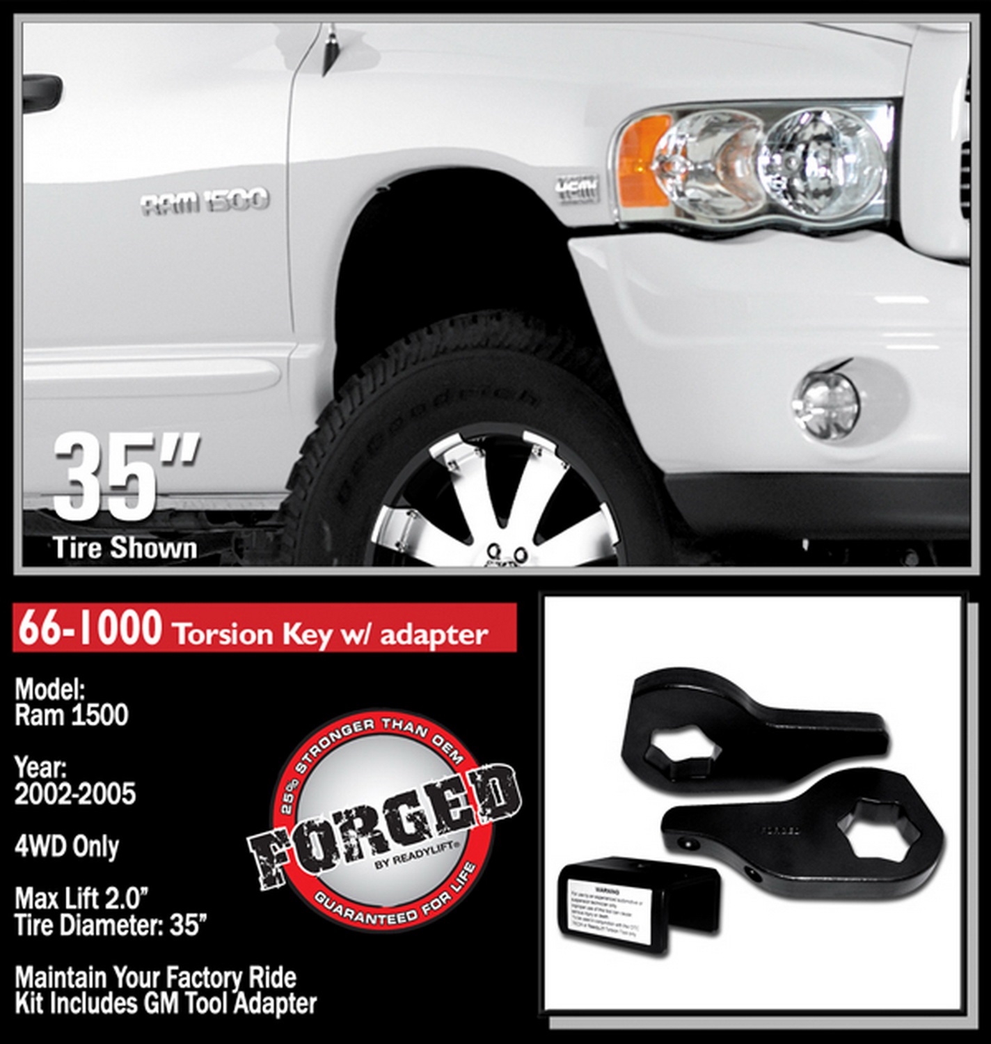 2'' Suspension Leveling Kit (Forged Torsion Key) 66-1000