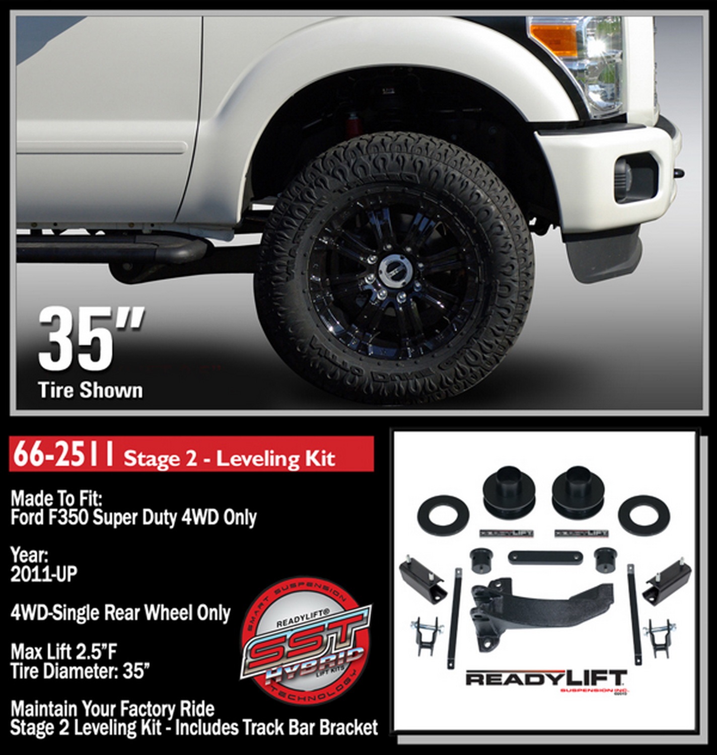 2.5in. FRONT COIL SPACER LEVELING KIT WITH TRACK BAR RELOCATION BRACKET 66-2511