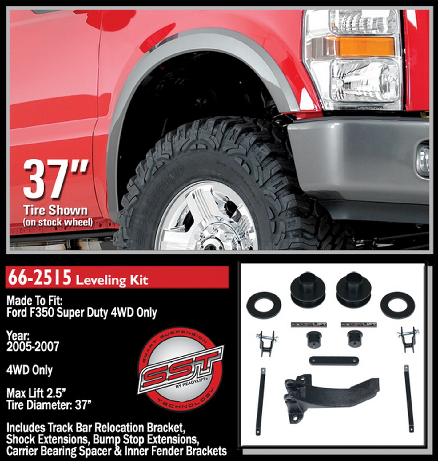 2.5'' Front Suspension Leveling Kit with Track Bar Bracket 66-2515
