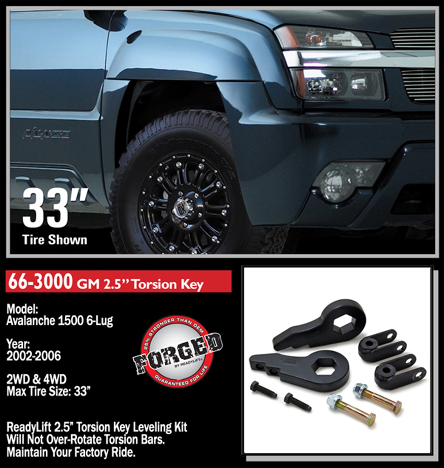 2.5'' Front Suspension Leveling Kit (Forged Torsion Key) 66-3000