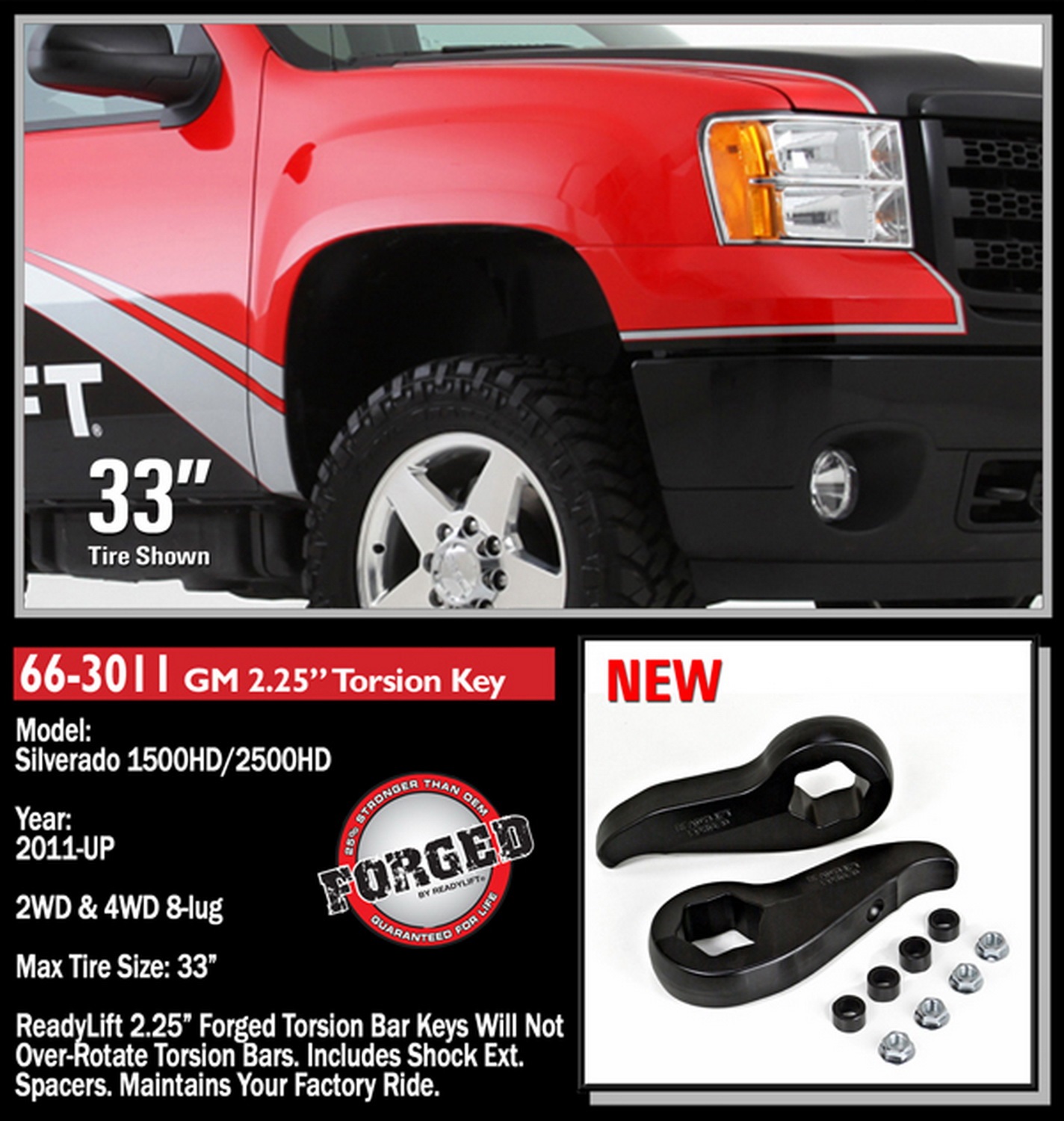 2.25'' Front Suspension Leveling Kit (Forged Torsion Key) 66-3011