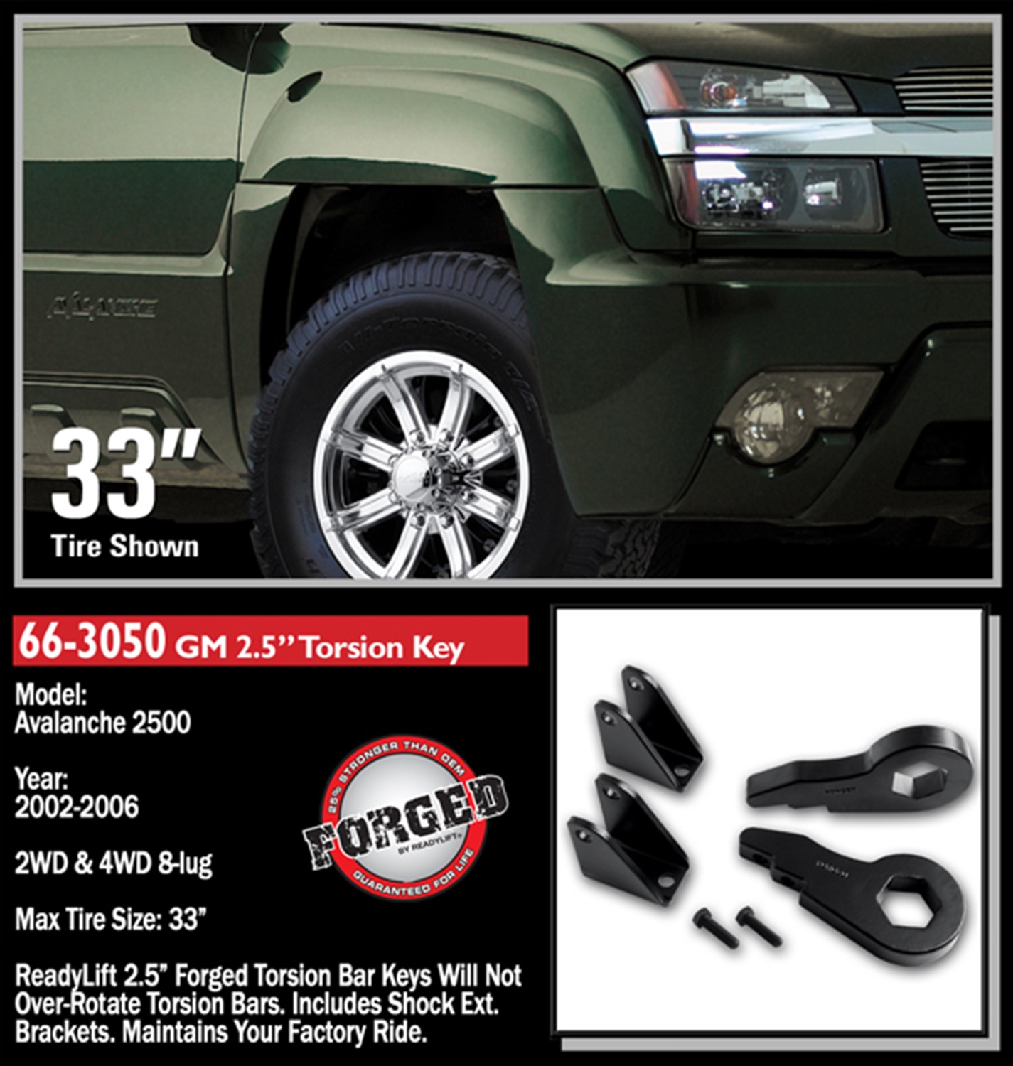 2.5'' Front Suspension Leveling Kit (Forged Torsion Key) 66-3050