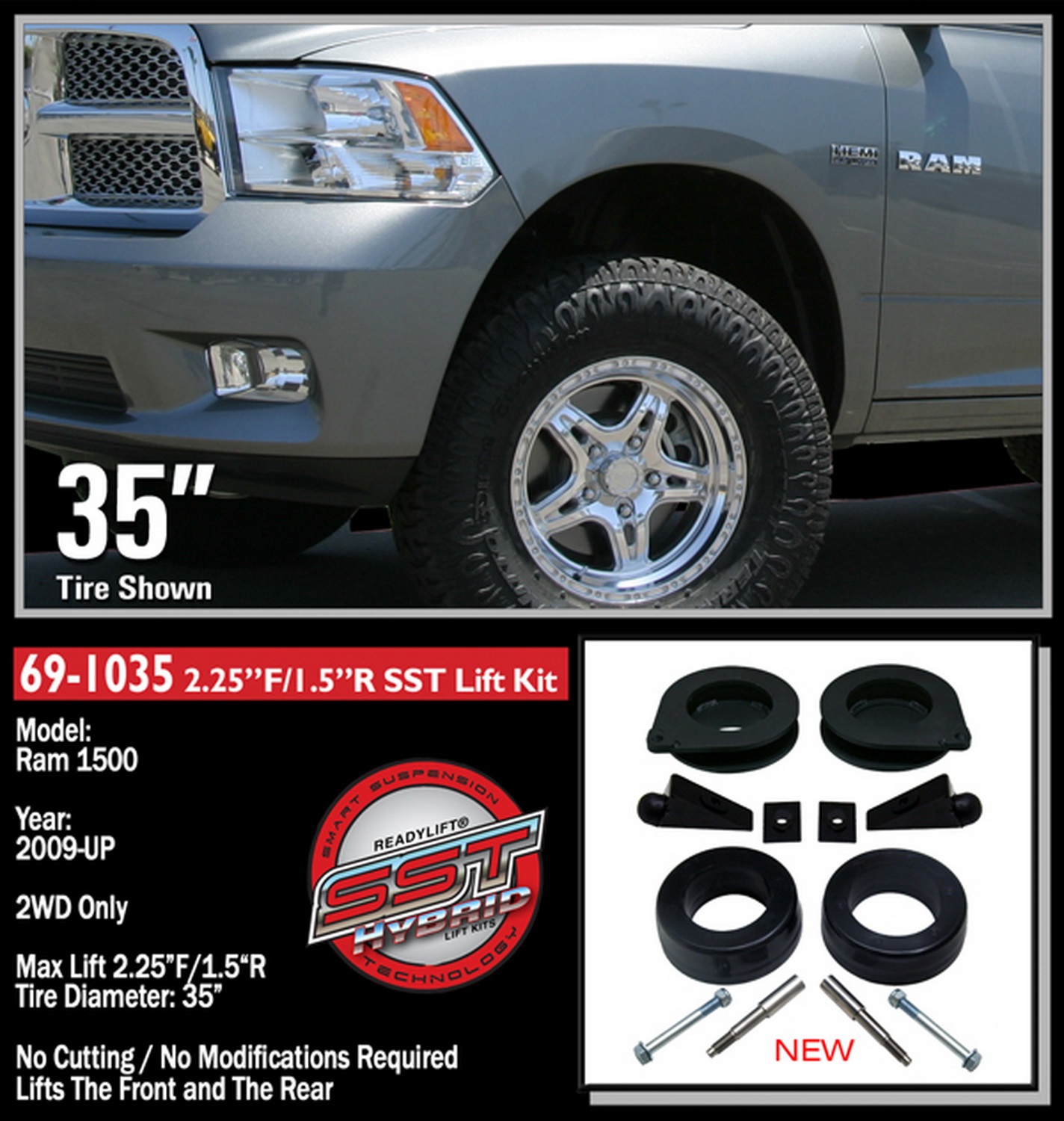 2.25'' Front with 1.5'' Rear Suspension Lift Kit 69-1035